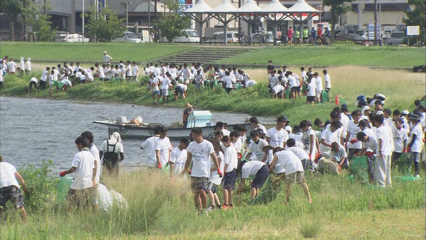 立命館大学の学生が「オオバナミズキンバイ」一斉駆除！