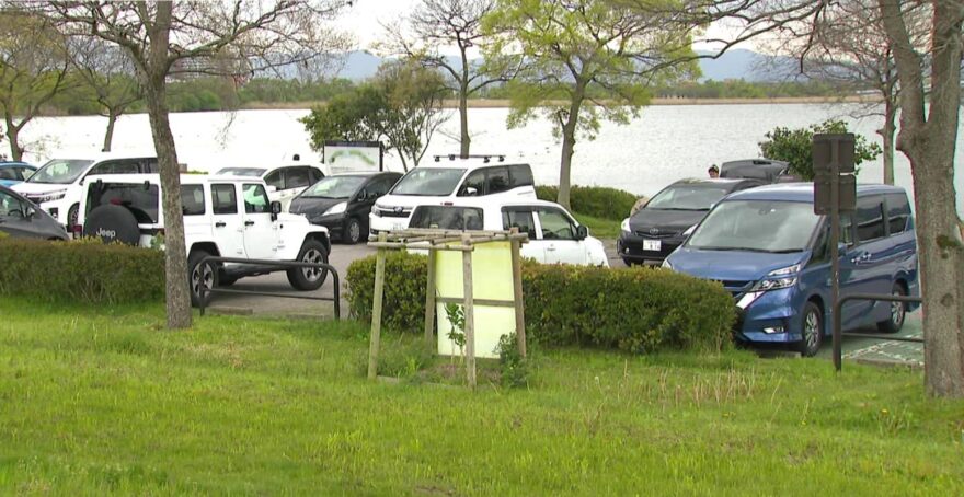 琵琶湖沿いの駐車場を閉鎖